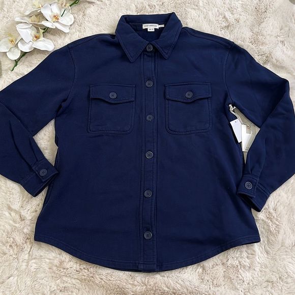 Good American Fleece Jacket in Blue Rinse Size 00/0 - Picture 8 of 14